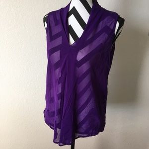 Purple Mesh Sleeveless Blouse